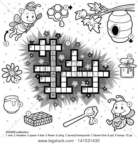 Vector Colorless Crossword About Honey And Bees