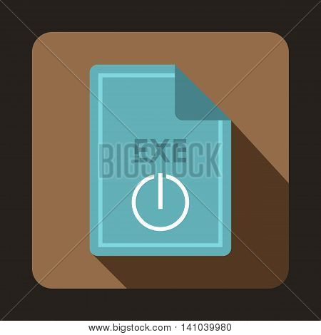 File EXE icon in flat style with long shadow. Document type symbol