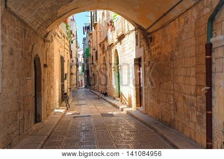 Perspective of an alleyway of Giovinazzo. Puglia. Italy.