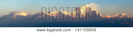 Morning panoramic view of Mount Dhaulagiri from Poon Hill view point Nepa