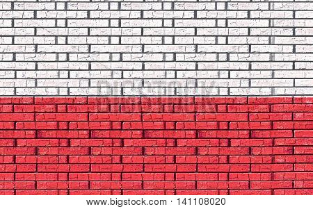Illustration of the flag of Poland styled to look like graffiti on a brick wall