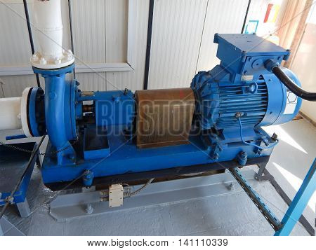 Pump for pumping gas condensate. Close-up. motor