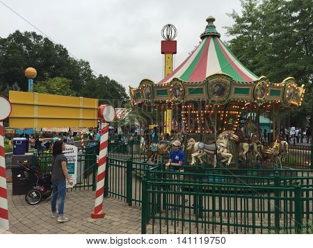 BRISTOL, CT - JUL 9: Lake Compounce in Bristol, Connecticut, as seen on July 9, 2016. Opened in 1846, it is the oldest continuously-operating amusement park in the United States.