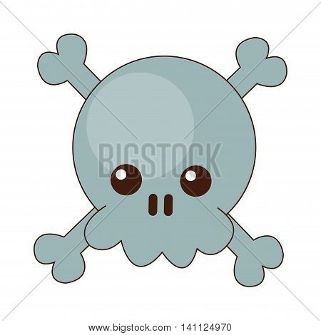 flat design kawaii skull and bones icon vector illustration