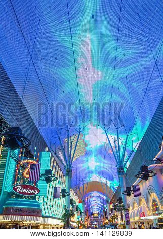 LAS VEGAS - JULY 04 : The Fremont Street Experience on July 04 2016 in Las Vegas Nevada. The Fremont Street Experience is a pedestrian mall and attraction in downtown Las Vegas