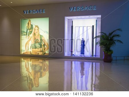 LAS VEGAS - MAY 21 : Exterior of a Versace store in Las Vegas strip on May 21 2016. Versace is an Italian fashion company and trade name founded by Gianni Versace in 1978.