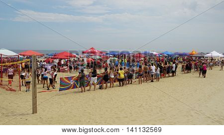 ASBURY PARK, NJ - JUL 16: Beach at Asbury Park in New Jersey, as seen on July 16, 2016. It has been ranked as one of the best beaches in New Jersey.