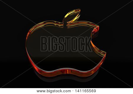 Glass apple  logo on a black background