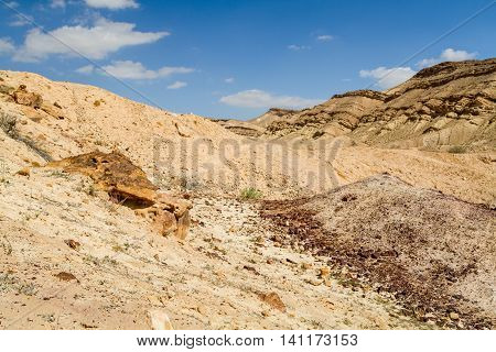 Landscape Makhtesh Gadol or Large Crater, nature reserve in Negev desert, Israel