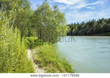 An image of a path at the river Isar Bavaria Germany