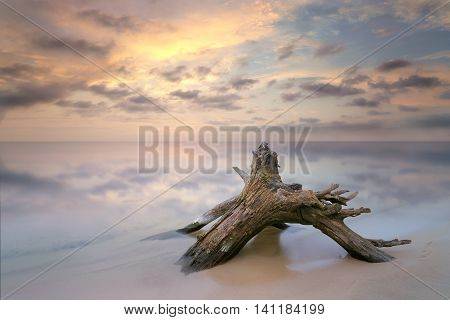 sunrise on the water, Early summer morning bright sky Beach
