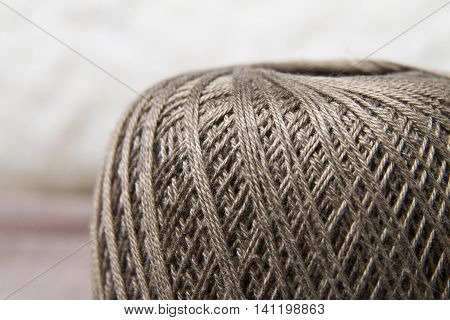 Cotton thread clew close up horizontal view