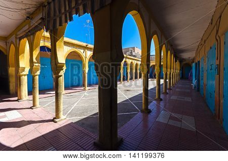Moroccan colorfull building in Tiznit, South Morocco