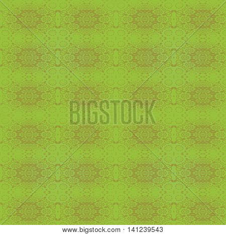 Abstract geometric vintage background in quiet colors. Ornate regular ellipses pattern brown and olive green on apple green.