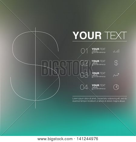 Thin dollar sign with minimal blurred background, infographics, eps 10 stock vector illustration
