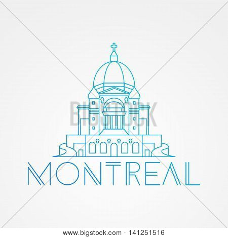 Saint Joseph Oratory in Montreal Canada. Modern linear icon. One line sightseeing concept