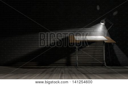 Vintage Desk & Lamp