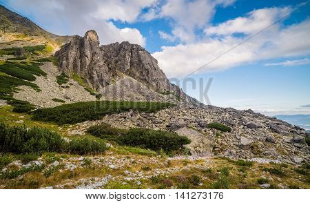 Mountain Landscape on Cloudy Day. Mlynicka Valley High Tatra Slovakia.