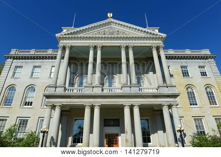 New Hampshire State House, Concord, New Hampshire, USA. New Hampshire State House is the nations oldest state house, built in 1816 - 1819.