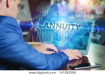 Business, Technology, Internet And Networking Concept. Young Businessman Working On His Laptop Of Th