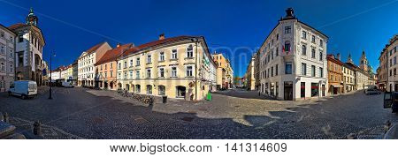 Ljubljana central square panoramic view capital of Slovenia