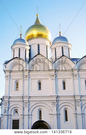 Arkhangel's church in winter. Moscow Kremlin. UNESCO World Heritage Site.
