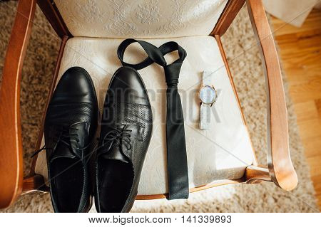 Groom Set Clothes. Watch, Shoes, Bow Tie