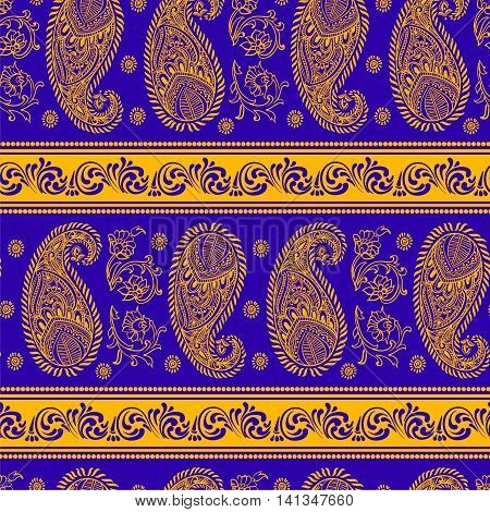 Paisley - Indian folk weaving seamless ethnic pattern. Floral oriental ethnic background. Arabic and indian tribal ornament. Ornamental motives of the paintings of oriental fabric patterns.