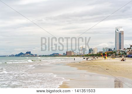 Tourists And The China Beach In Danang In Vietnam