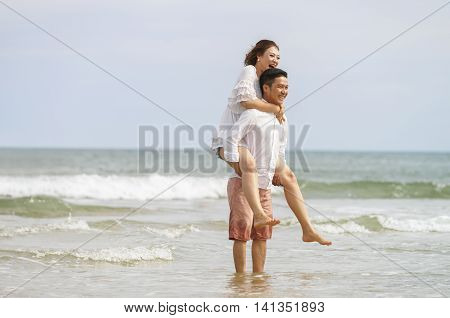 Young Couple Posing In The China Beach In Danang Vietnam