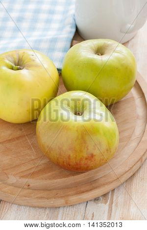 Bramley cooking apples or Malus domestica 'Bramley's Seedling' a popular British variety for making pies and desserts