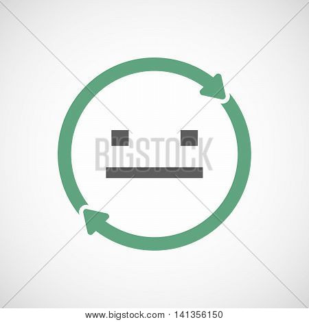 Isolated Reuse Icon With A Emotionless Text Face