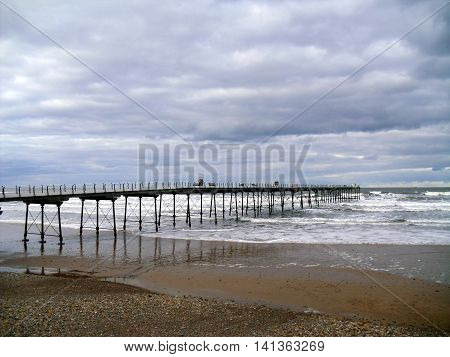 Saltburn Pier taken from Saltburn Beach in Cleveland