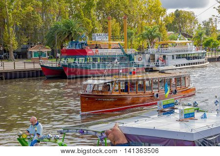 TIGRE, ARGENTINA - MAY 02, 2016: one of the main trousit activities in tigre is the boat ride in the lujan river.