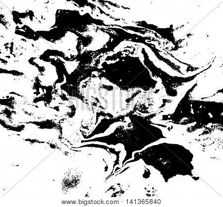 Black and white marbled texture. Grunge vector illustration. Ink marble background. Abstract ebru paper. Liquid pattern. EPS10