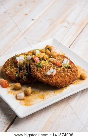 Aloo Tikki  or cutlet or aalu patties - A north Indian snack made of boiled potatoes and various spices