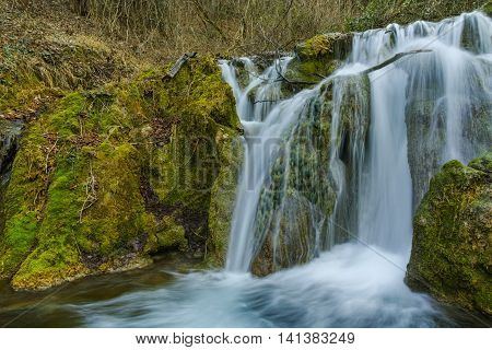 Deep forest Waterfall near village of Bachkovo, Plovdiv region, Bulgaria
