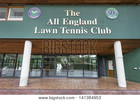 LONDON,THE UK-MAY 2016: at the entrance to Wimbledon courts
offices