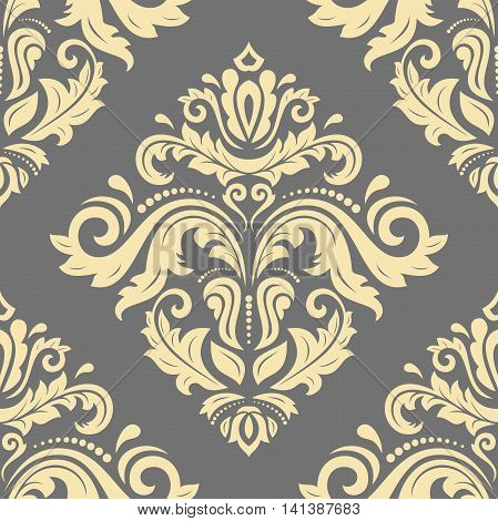 Elegant vector classic pattern. Seamless abstract background with repeating elements. Gray and golden pattern