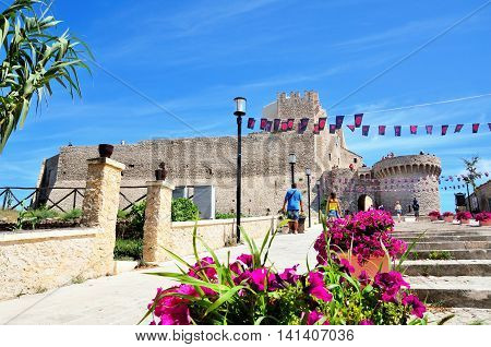 TREMITI ISLAND (SAN NICOLA) ITALY AUGUST 20 -tourists visiting the castle 