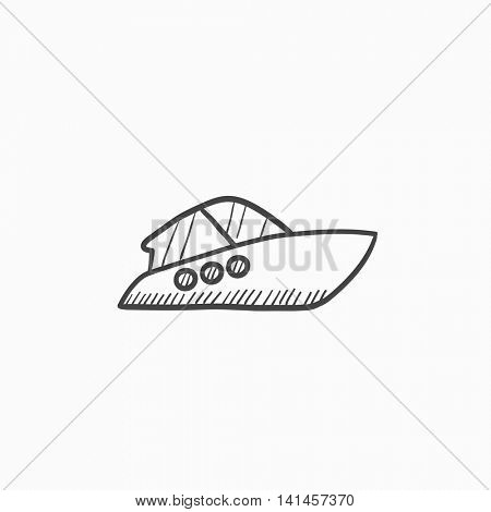 Speedboat vector sketch icon isolated on background. Hand drawn Speedboat icon. Speedboat sketch icon for infographic, website or app.
