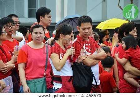 SINGAPORE - 30 JULY 2016: Crowds gather in the new National Studium during National Day Parade rehearsal 2016 in Singapore