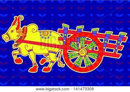 Vector design of bullock cart in Indian art style
