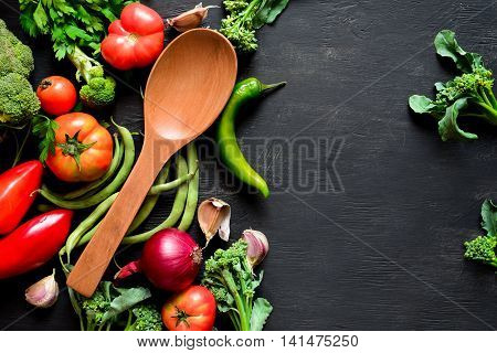 Season vegetables cooking concept view from above