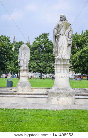 PADOVA, ITALY - JULY, 9, 2016: monuments in Prato della Valle in a center of Padova, Italy 