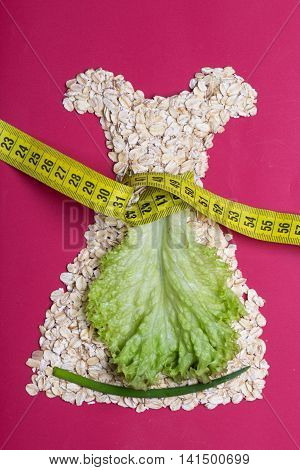 Dress Shape Made From Oatmeal With Measuring Tape