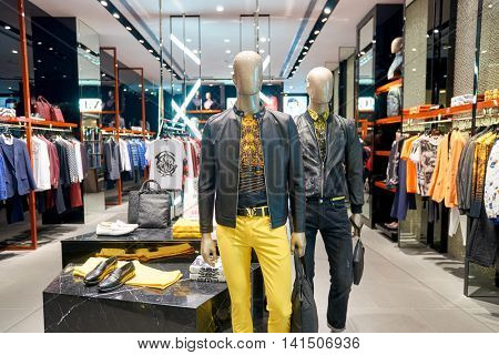 SHENZHEN, CHINA - FEBRUARY 05, 2016: inside of a store at KK Mall in Shenzhen. Shenzhen has excellent shopping choices and offers tourists great shopping opportunities.