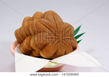 Momiji-manju is sweets of bean jam paste.