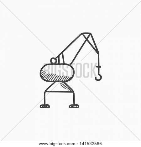 Harbor crane vector sketch icon isolated on background. Hand drawn Harbor crane icon. Harbor crane sketch icon for infographic, website or app.