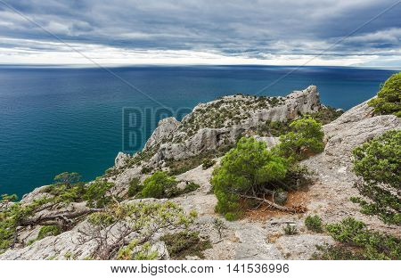 view overlooking the sea and the mountain beach